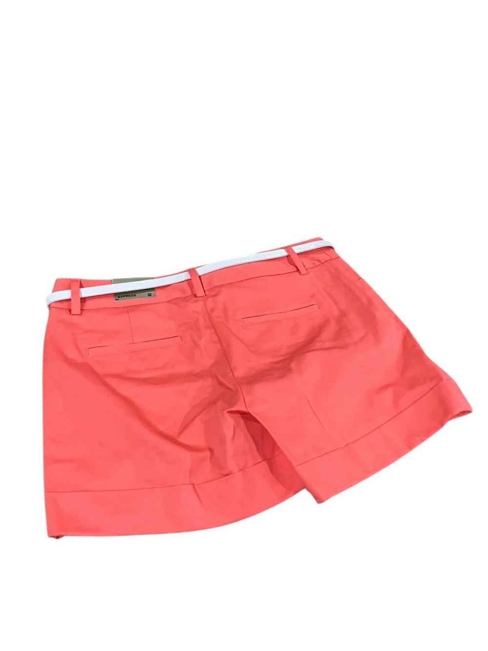 Express Coral High-Rise Bermuda Shorts with White Belt - Picture 4 of 5
